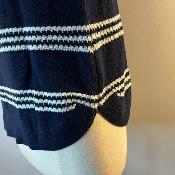 Tommy Hilfiger Women's Navy White Striped Knit Turtleneck Sweater - Size XXS - Picture 4 of 5